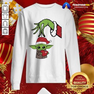 Grinch Hand Holding Baby Yoda Hug Heart Sweatshirt - Design By Togethertee.com