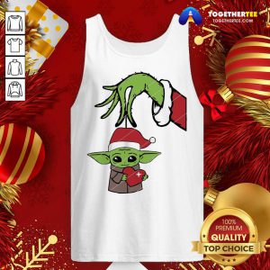Grinch Hand Holding Baby Yoda Hug Heart Tank Top - Design By Togethertee.com