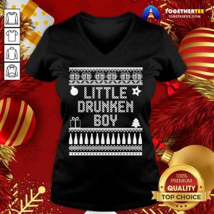 Little Drummer Christmas Parody Little Drunken Boy V-neck - Design By Togethertee.com