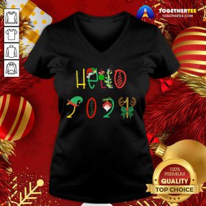 Hello 2021 Funny Happy New Year V-neck - Design By Togethertee.com