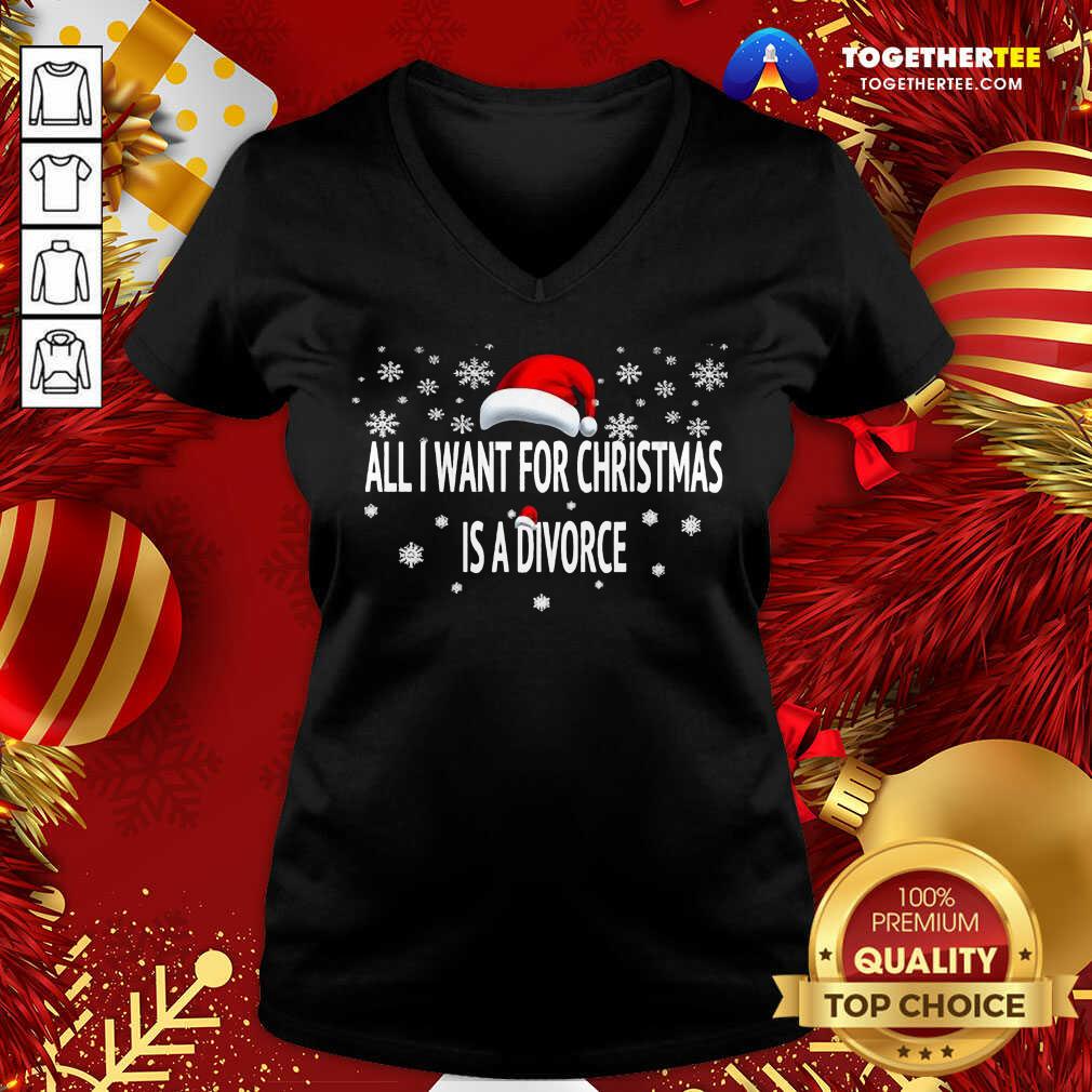 All I Want For Christmas Is A Divorce Hat Santa Xmas V-neck - Design By Togethertee.com All I Want For Christmas Is A Divorce Hat Santa Xmas V-neck - Design By Togethertee.com