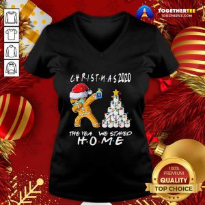 Christmas 2020 The Year We Stayed Quarantine Gingerbread Wear Mask Toilet Paper Tree V-neck - Design By Togethertee.com