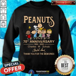 The Peanuts 70th Anniversary 1950 2020 Thank You For The Memories Signature Sweatshirt - Design By Togethertee.com