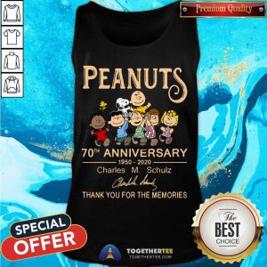 The Peanuts 70th Anniversary 1950 2020 Thank You For The Memories Signature Tank Top - Design By Togethertee.com