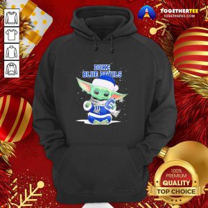 Baby Yoda Play Rugby Duke Blue Devils Merry Christmas Hoodie - Design By Togethertee.com