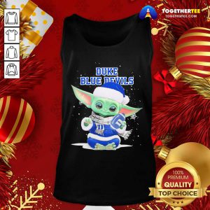 Baby Yoda Play Rugby Duke Blue Devils Merry Christmas Tank Top - Design By Togethertee.com