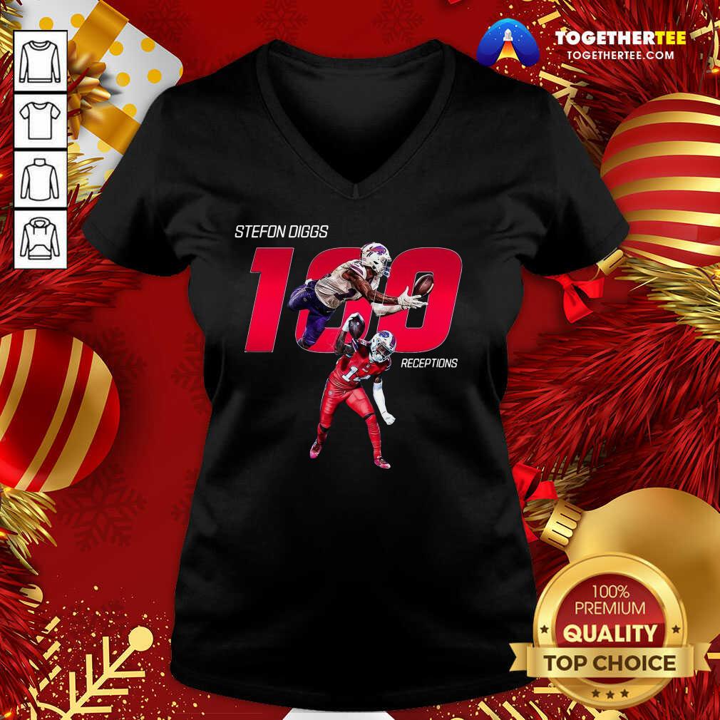 Buffalo Bills Stefon Diggs 100 Receptions V-neck - Design By Togethertee.com Buffalo Bills Stefon Diggs 100 Receptions V-neck - Design By Togethertee.com