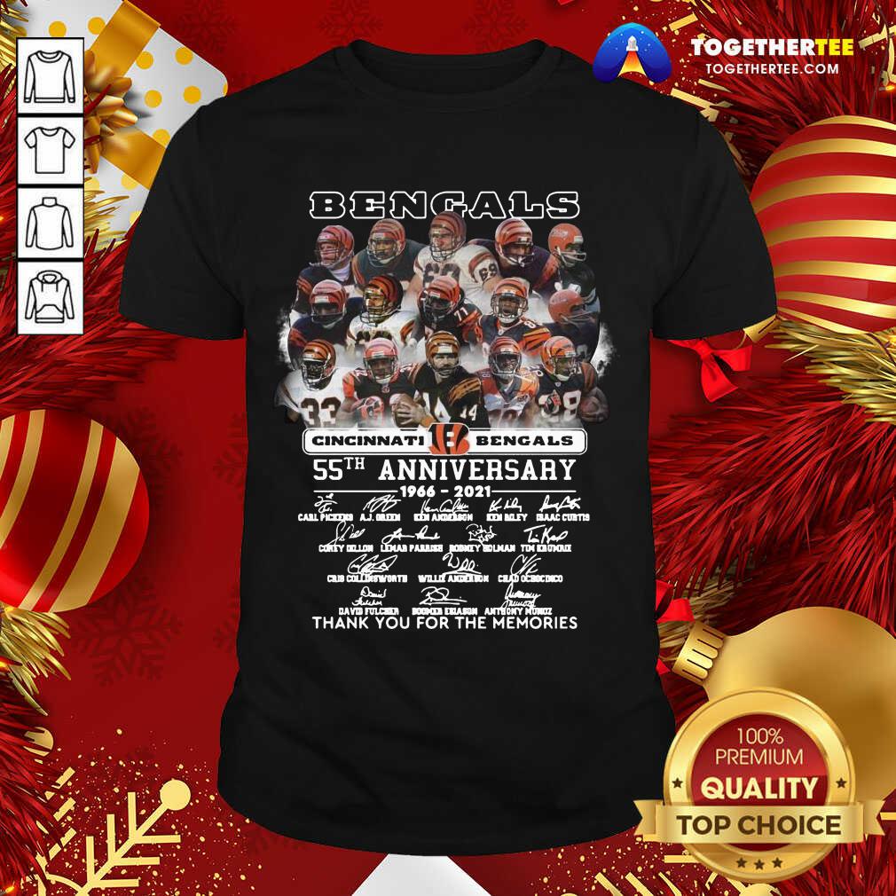 nice-cincinnati-bengals-55th-anniversary-1966-2021-shirt Cincinnati Bengals 55th Anniversary 1966 2021 Thank You For The Memories Signatures Shirt - Design By Togethertee.com