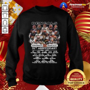 Cincinnati Bengals 55th Anniversary 1966 2021 Thank You For The Memories Signatures Sweatshirt - Design By Togethertee.com