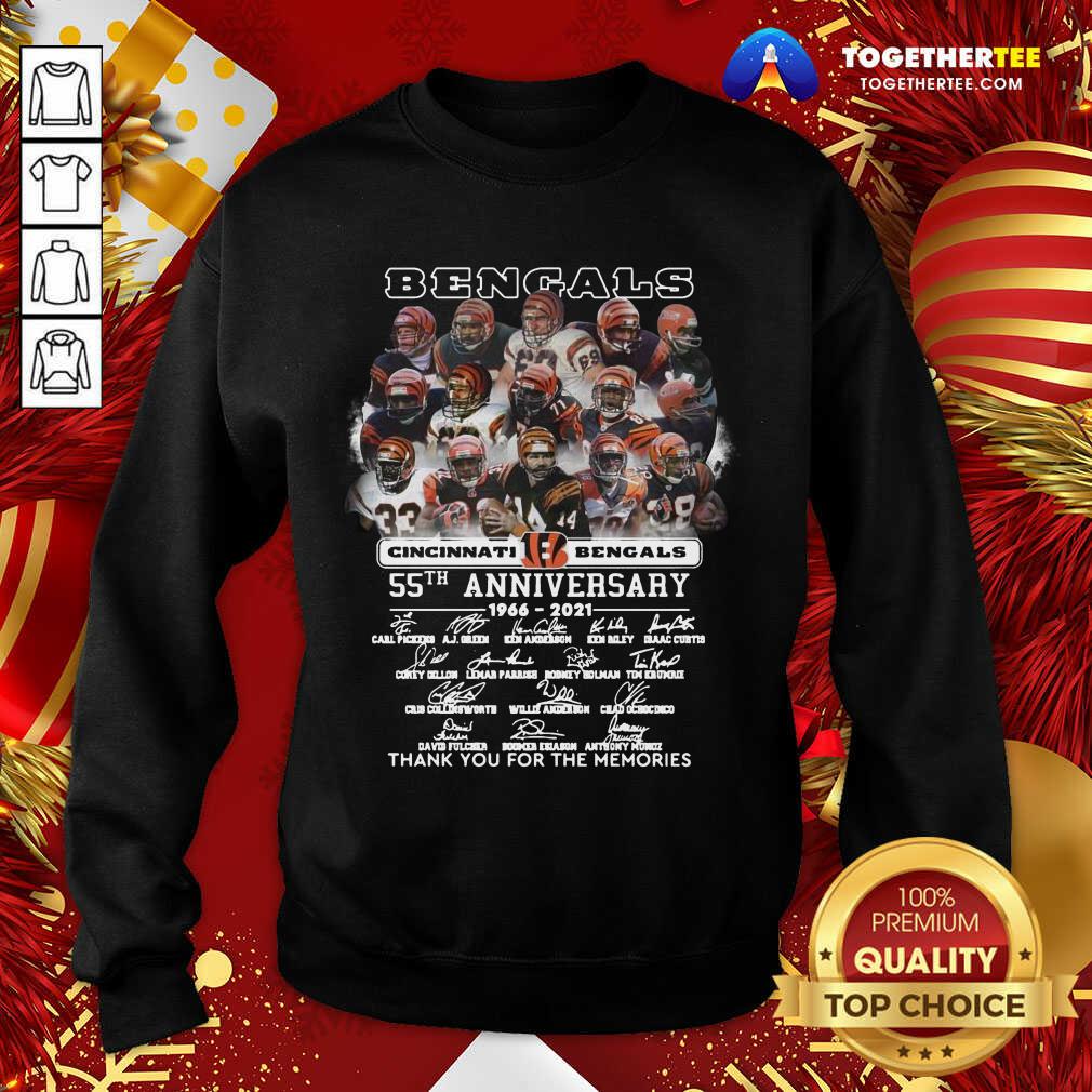 Cincinnati Bengals 55th Anniversary 1966 2021 Thank You For The Memories Signatures Sweatshirt - Design By Togethertee.com Cincinnati Bengals 55th Anniversary 1966 2021 Thank You For The Memories Signatures Sweatshirt - Design By Togethertee.com