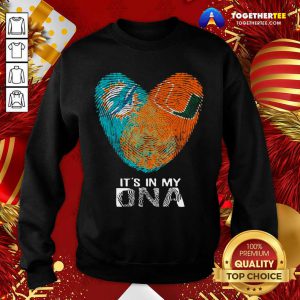 Dolphins Hurricanes It’s In My Dna Heart Fingerprints Sweatshirt - Design By Togethertee.com