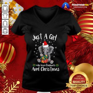 Just A Girl Who Loves Elephants And Christmas V-neck - Design By Togethertee.com