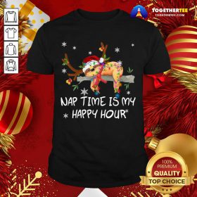 Sloth Santa Sleep Nap Time Is My Happy Hour Merry Christmas Shirt - Design By Togethertee.com