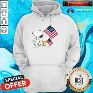 Snoopy And Woodstock Holding American Flag 4th Of July Hoodie - Design By Togethertee.com