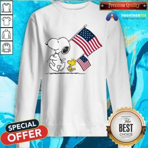 Snoopy And Woodstock Holding American Flag 4th Of July Sweatshirt - Design By Togethertee.com