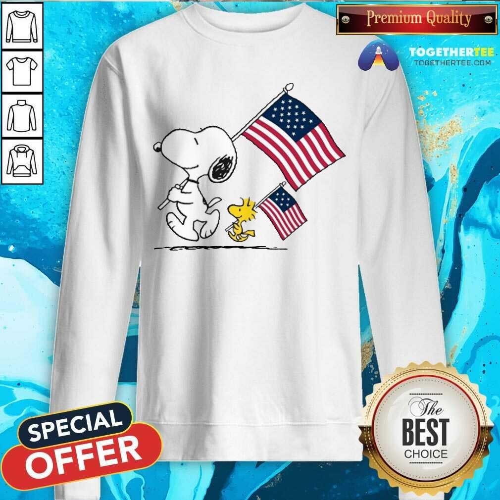 Snoopy And Woodstock Holding American Flag 4th Of July Sweatshirt - Design By Togethertee.com Snoopy And Woodstock Holding American Flag 4th Of July Sweatshirt - Design By Togethertee.com