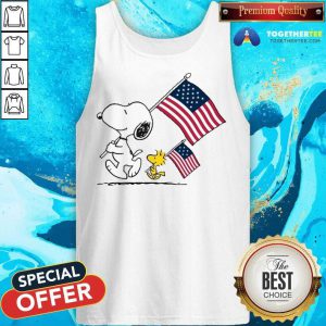 Snoopy And Woodstock Holding American Flag 4th Of July Tank Top - Design By Togethertee.com