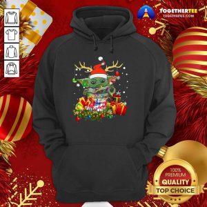 Baby Yoda Hat Santa Reindeer Christmas Gift Hoodie - Design By Togethertee.com
