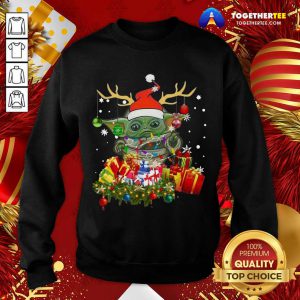 Baby Yoda Hat Santa Reindeer Christmas Gift Sweatshirt - Design By Togethertee.com