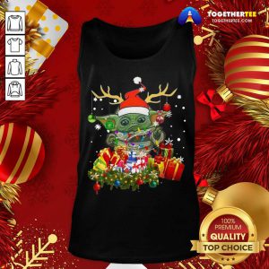 Baby Yoda Hat Santa Reindeer Christmas Gift Tank Top - Design By Togethertee.com