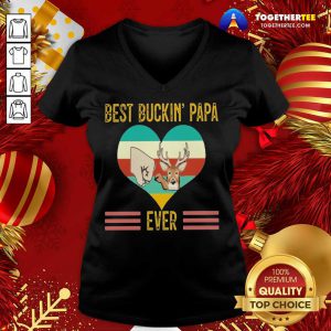 Best Buckin’ Papa Ever Vintage V-neck - Design By Togethertee.com