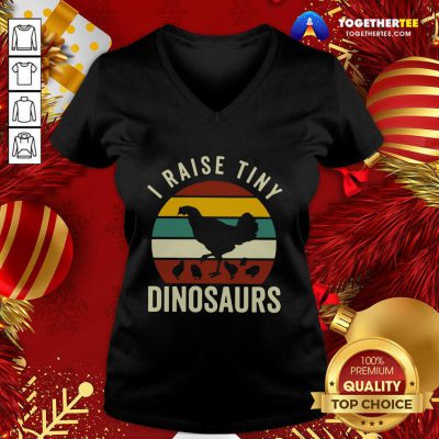 Chickens I Raise Tiny Dinosaurs Vintage Retro V-neck - Design By Togethertee.com