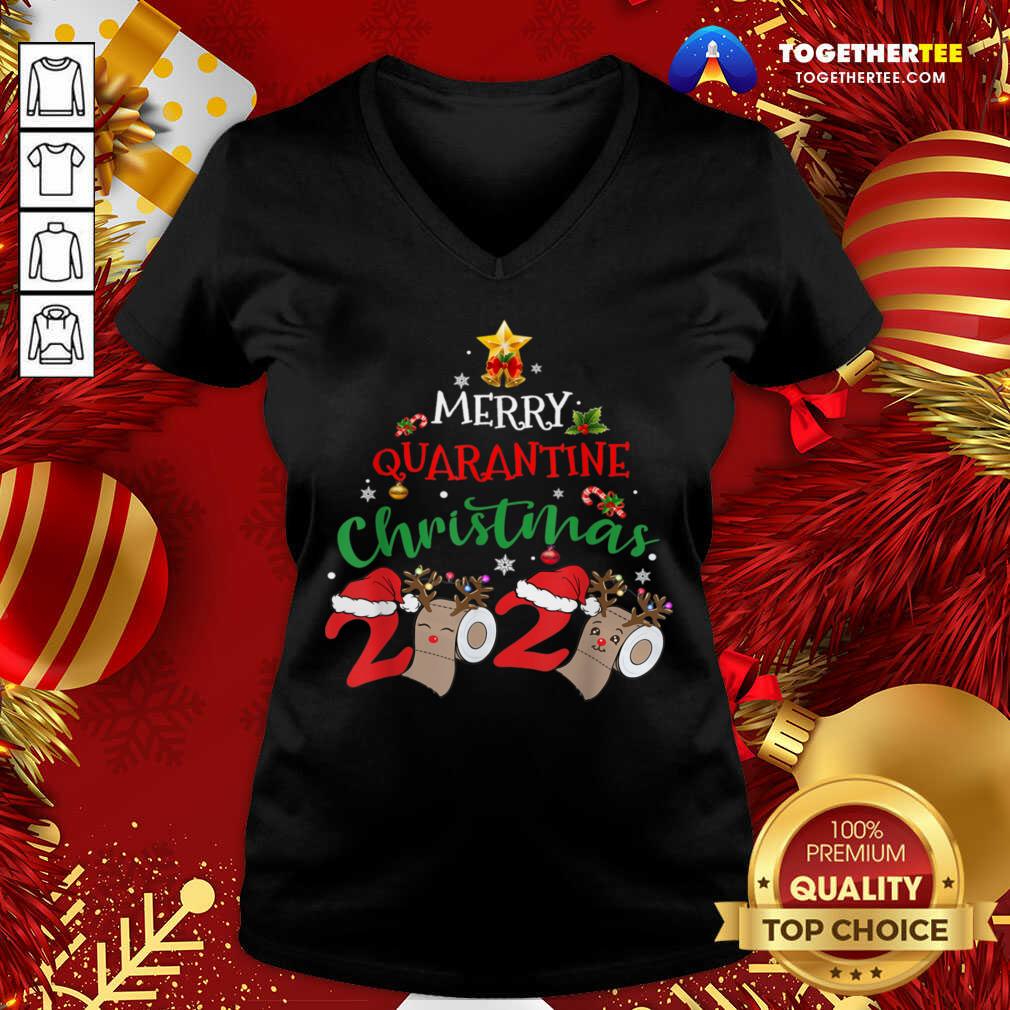 Merry Quarantine Christmas 2020 V-neck - Design By Togethertee.com Merry Quarantine Christmas 2020 V-neck - Design By Togethertee.com