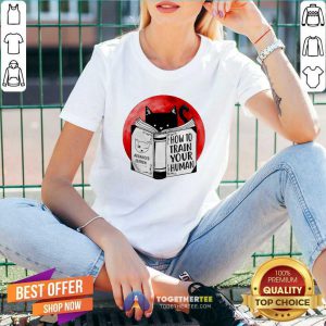 Black Cat How To Train Your Human V-neck - Design By Togethertee.com