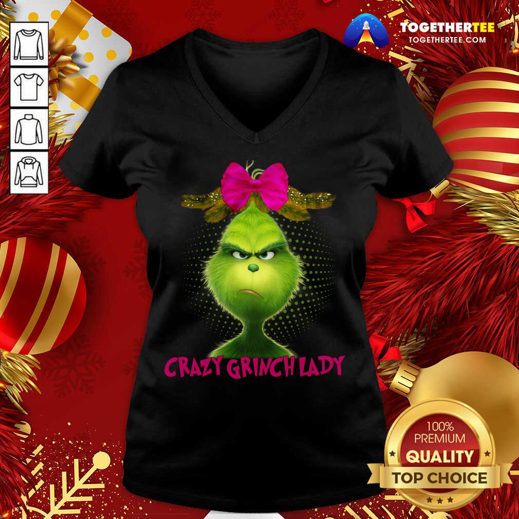 Crazy Grinch Lady V-neck - Design By Togethertee.com Crazy Grinch Lady V-neck - Design By Togethertee.com