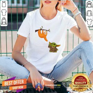 Baby Yoda And Sloth V-neck - Design By Togethertee.com