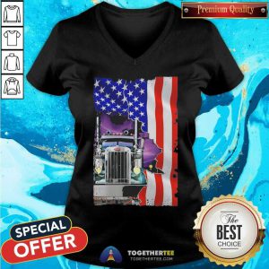 Blood Inside Me Trucker American Flag 2021 V-neck - Design By Togethertee.com