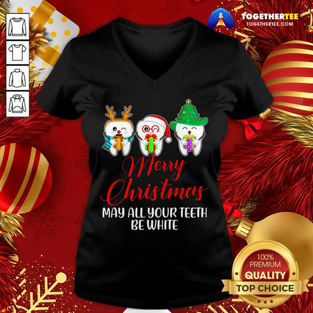 Christmas Santa Dentist Apparel May All Your Teeth Be White V-neck - Design By Togethertee.com Christmas Santa Dentist Apparel May All Your Teeth Be White V-neck - Design By Togethertee.com