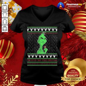 Grinch Covid The Bitch That Stole Ugly Christmas V-neck - Design By Togethertee.com