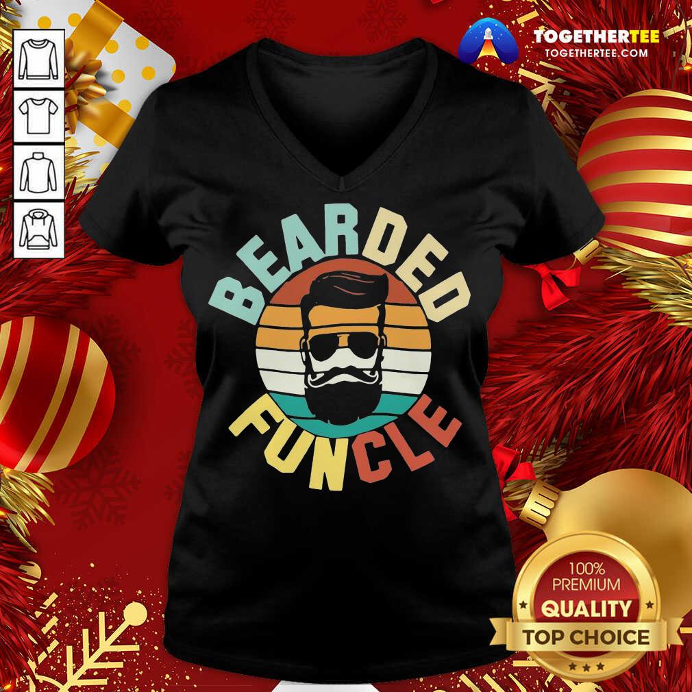 Cool Bearded Funcle Funny Uncle Vintage Retro V-neck - Design By Togethertee.com Cool Bearded Funcle Funny Uncle Vintage Retro V-neck - Design By Togethertee.com