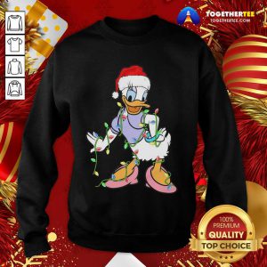 Duck Daisy Hat Santa Happy Merry Christmas Sweatshirt - Design By Togethertee.com