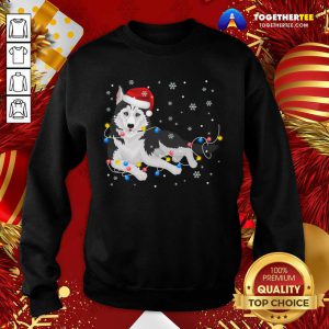 Siberian Husky Santa Hat Christmas Lights Xmas Dog Gift Sweatshirt - Design By Togethertee.com