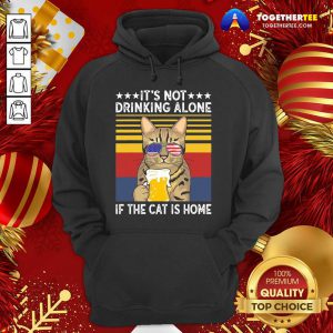 It’s Not Drinking Alone If The Cat Is Home Sunglasses American Flag Beer Vintage Hoodie - Design By Togethertee.com