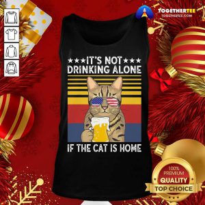 It’s Not Drinking Alone If The Cat Is Home Sunglasses American Flag Beer Vintage Tank Top - Design By Togethertee.com