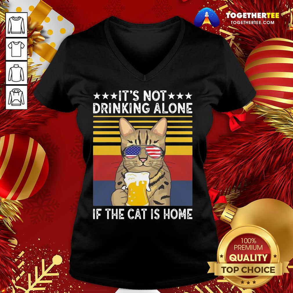 It’s Not Drinking Alone If The Cat Is Home Sunglasses American Flag Beer Vintage V-neck - Design By Togethertee.com It’s Not Drinking Alone If The Cat Is Home Sunglasses American Flag Beer Vintage V-neck - Design By Togethertee.com