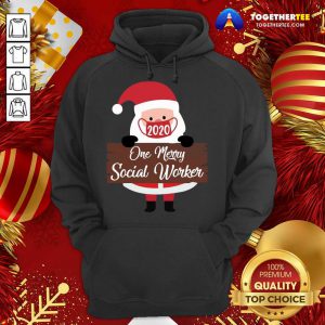 Santa Claus Face Mask 2020 One Merry Social Worker Christmas Hoodie - Design By Togethertee.com