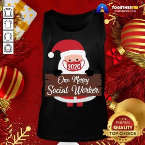 Santa Claus Face Mask 2020 One Merry Social Worker Christmas Tank Top - Design By Togethertee.com