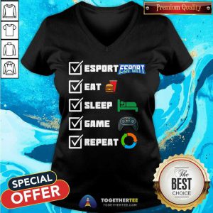 Esport Eat Sleep Game Repeat V-neck - Design By Togethertee.com