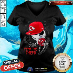 Jack Skellington Fear The Kansas City Chiefs V-neck - Design By Togethertee.com