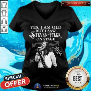 Yes I Am Old But I Saw Steven Tyler On Stage Signatures V-neck - Design By Togethertee.com