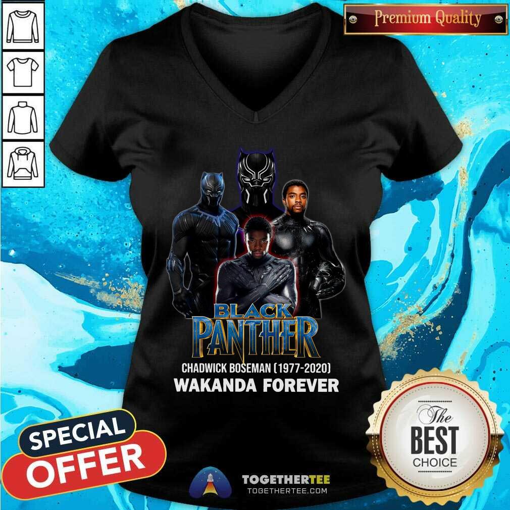 Black Panther Chadwick Boseman 1977 2020 Wakanda Forever V-neck - Design By Togethertee.com Black Panther Chadwick Boseman 1977 2020 Wakanda Forever V-neck - Design By Togethertee.com