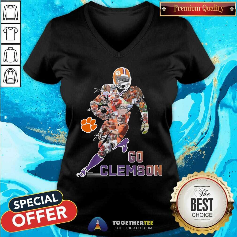 Go Clemson Tigers Football College Signatures V-neck - Design By Togethertee.com Go Clemson Tigers Football College Signatures V-neck - Design By Togethertee.com