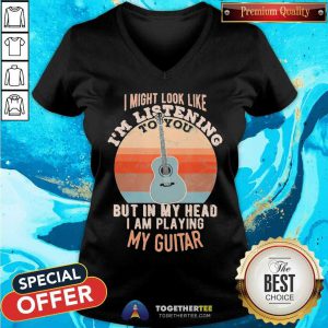 In My Head I Am Playing My Guitar Vintage V-neck - Design By Togethertee.com