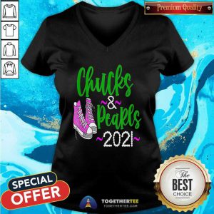 Kamala Harris Chucks And Pearls 2021 V neck
