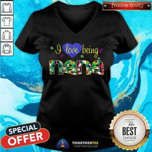Heart I Love Being Nana V-neck - Design By Togethertee.com