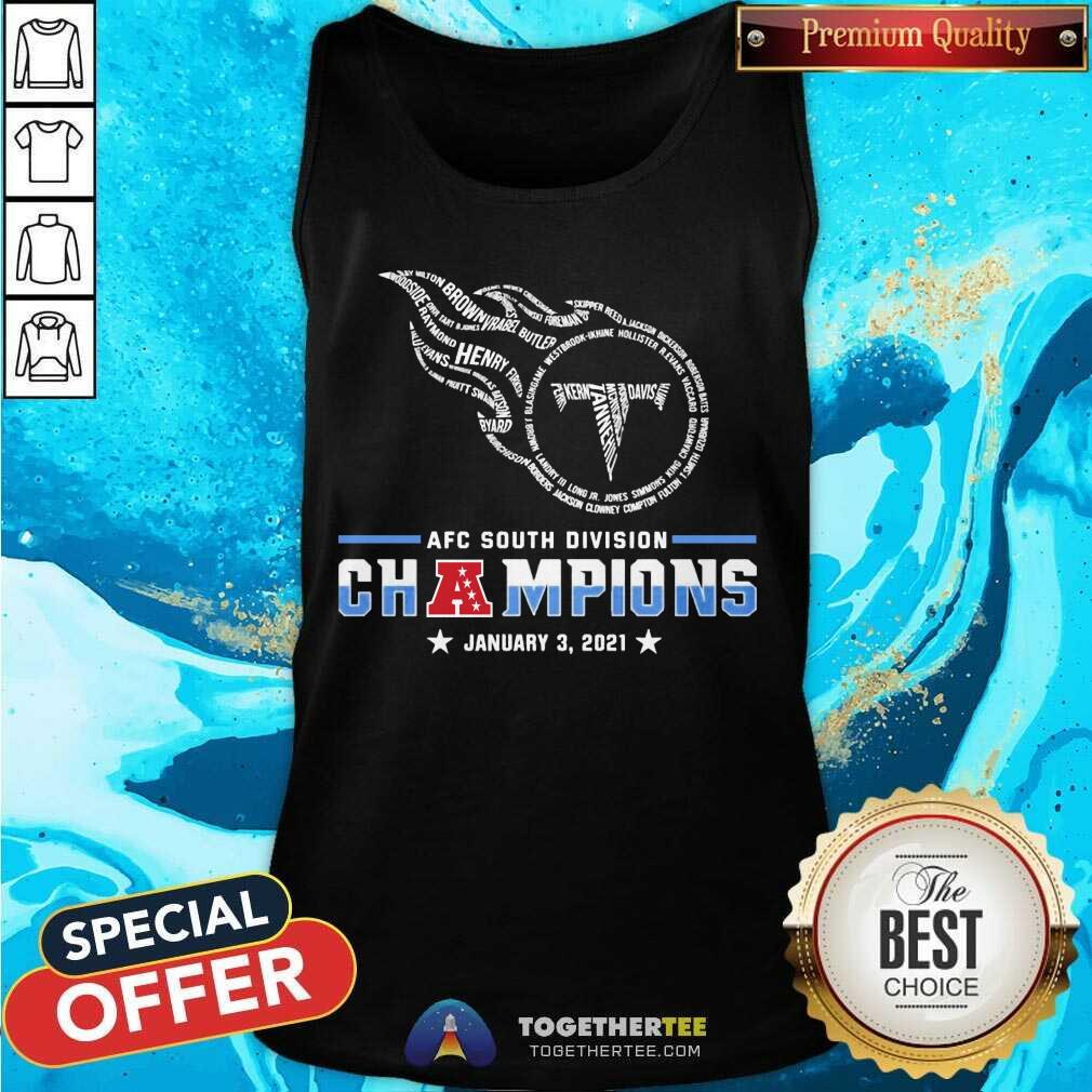 Tennessee Titans AFC South Division Champions January 3 2021 Tank Top - Design By Togethertee.com Tennessee Titans AFC South Division Champions January 3 2021 Tank Top - Design By Togethertee.com